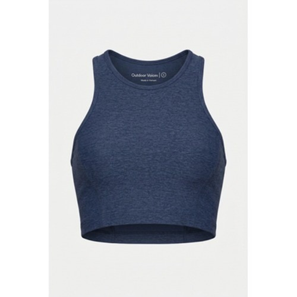 Outdoor Voices Sports Bra Womens S Blue High Neck Racerback Crop Top Athletic